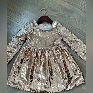 Lola + The Boys Gold Sequin Kids Dress
